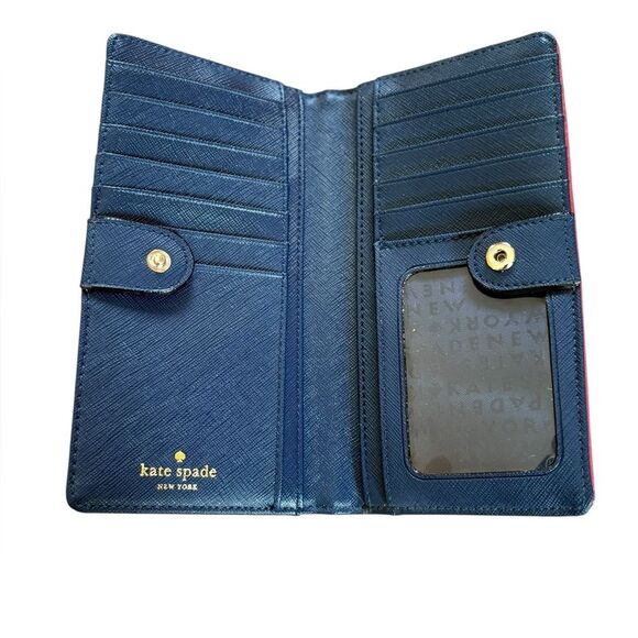 Kate Spade Berber Stripe Stacy Bifold Wallet Pink Multi Colored - Picture 3 of 11